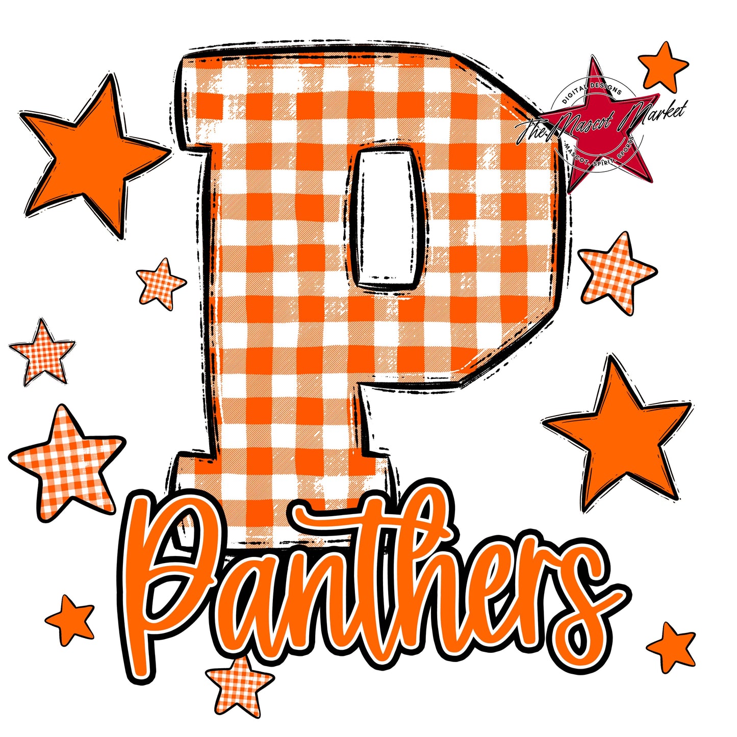 Panthers Plaid Star Design-Orange
