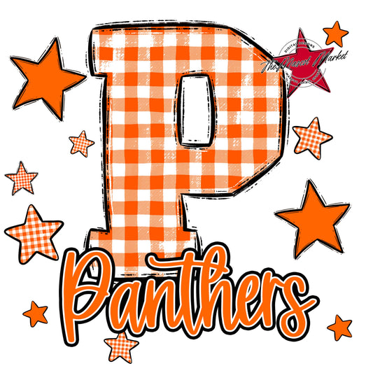 Panthers Plaid Star Design-Orange
