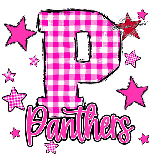 Panthers Plaid Star Design-Pink