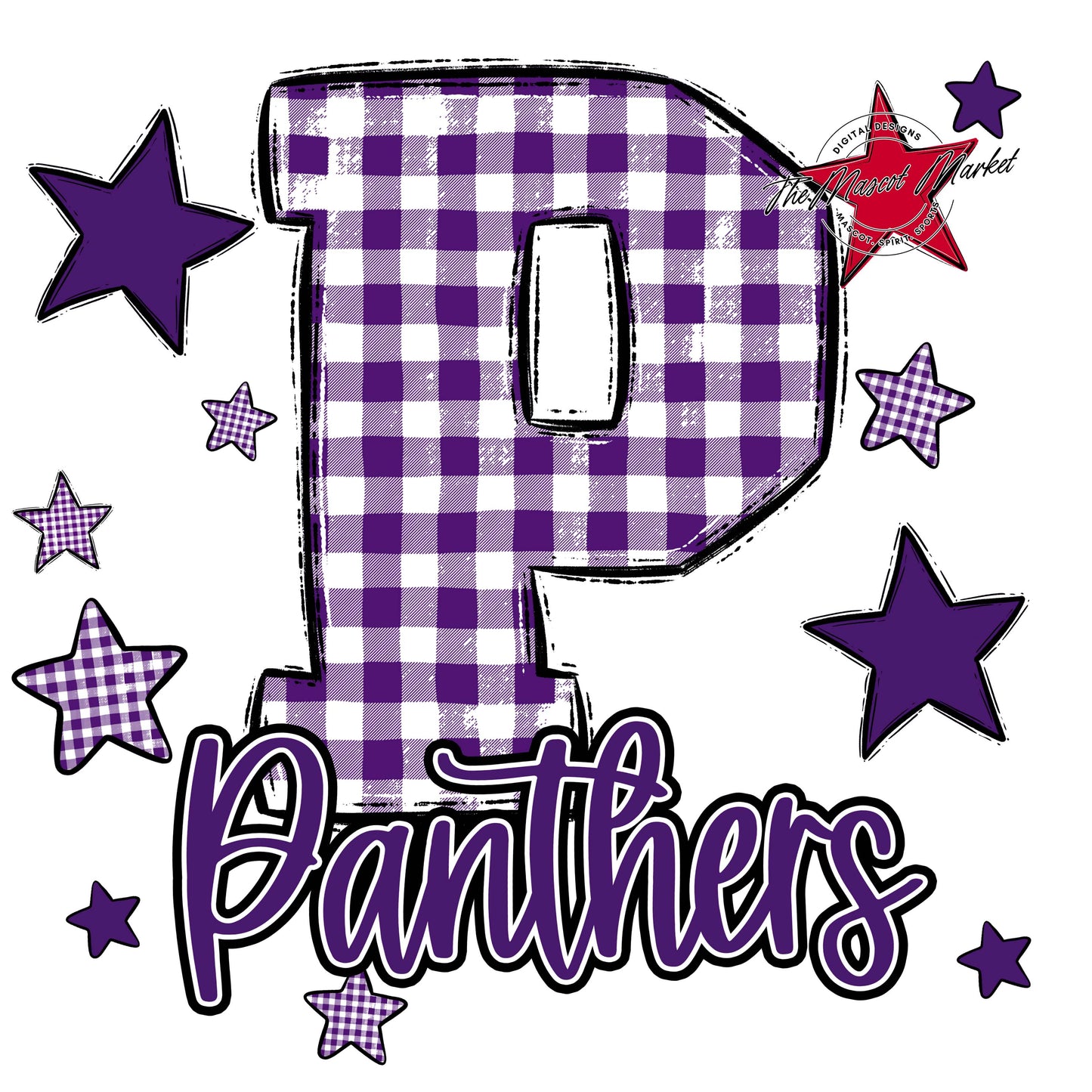Panthers Plaid Star Design-Purple