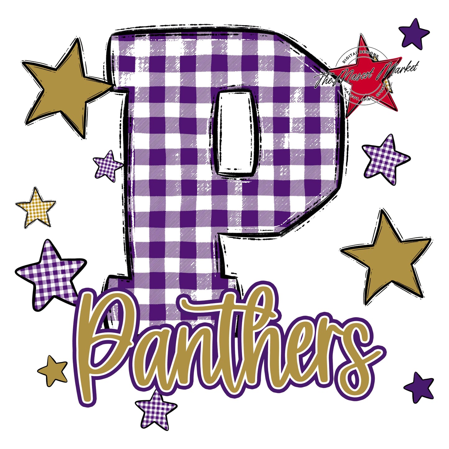 Panthers Plaid Star Design-Purple & Gold