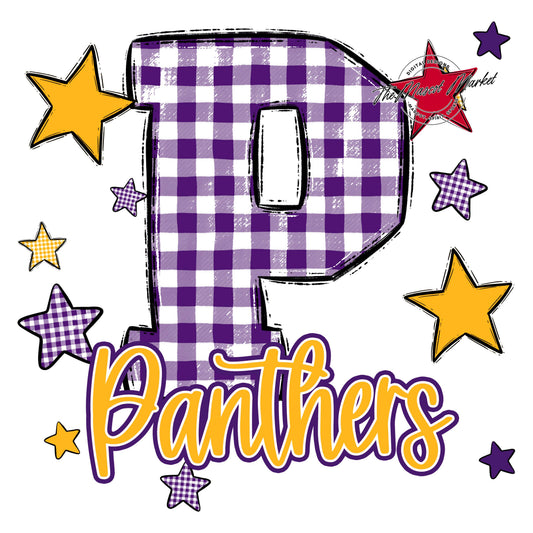 Panthers Plaid Star Design-Purple & Yellow