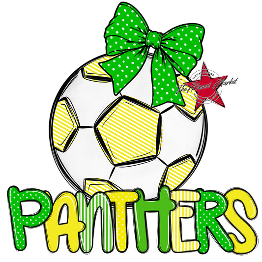 Panthers Soccer Spirit Design-Bright Green & Bright Yellow