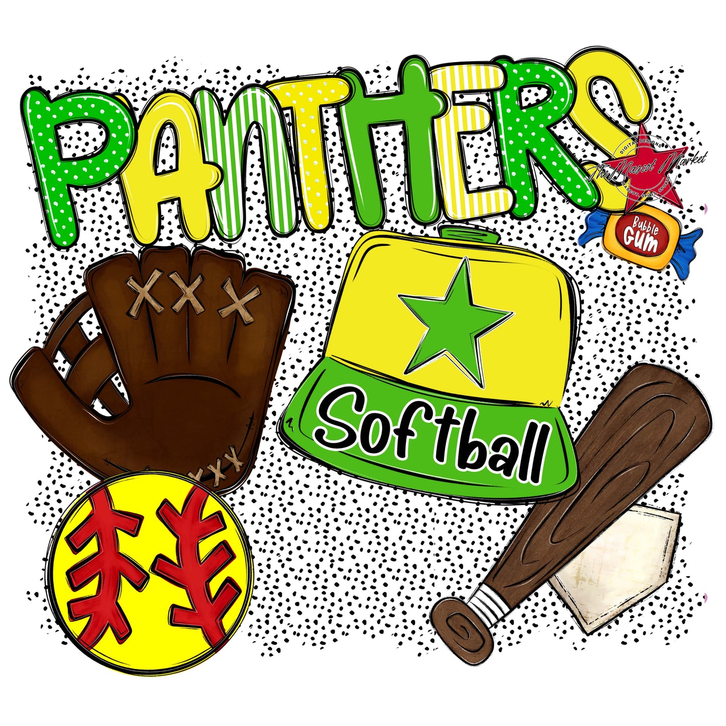 Panthers Softball Spirit-Bright Green & Bright Yellow