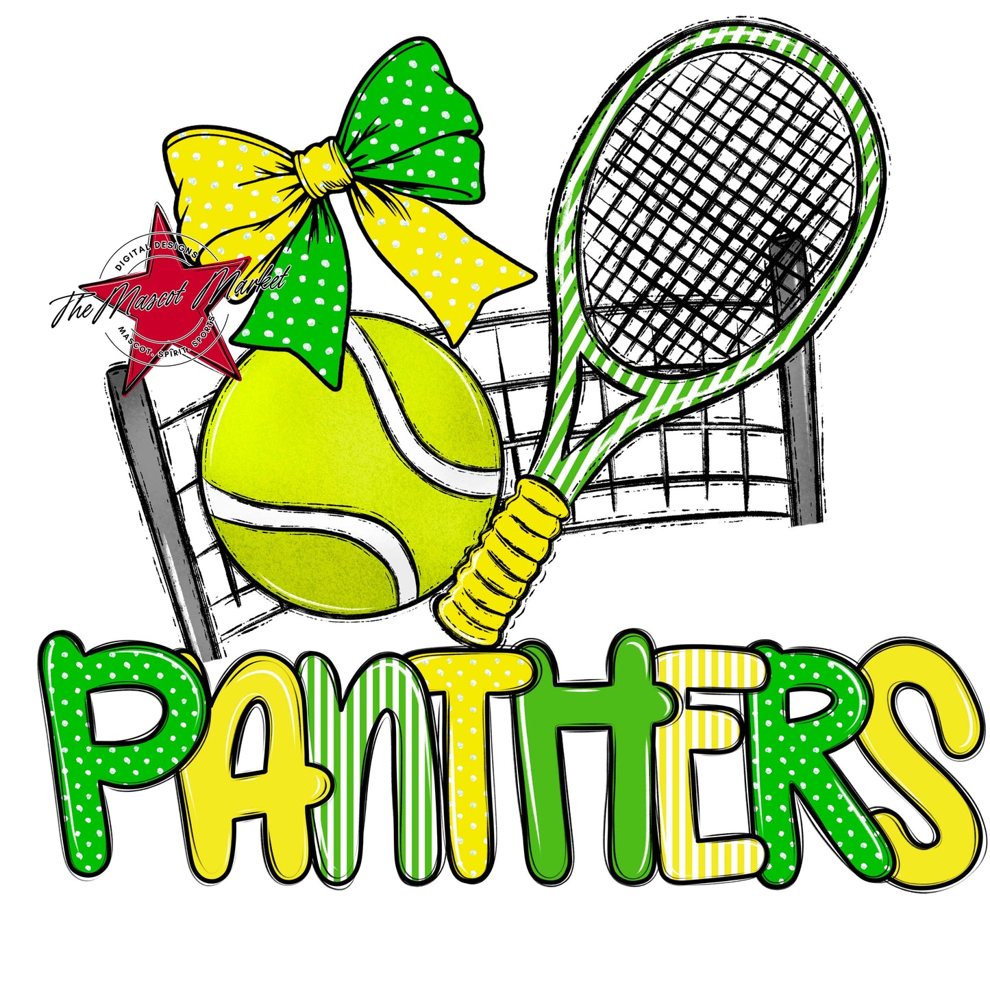 Panthers Tennis Spirit Design-Bright Green & Bright Yellow