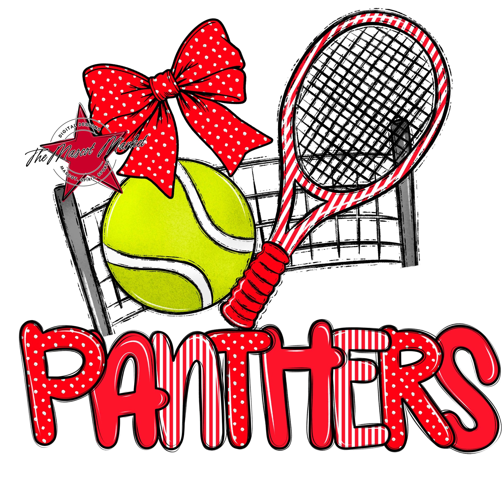 Panthers Tennis Spirit Design-Bright Red