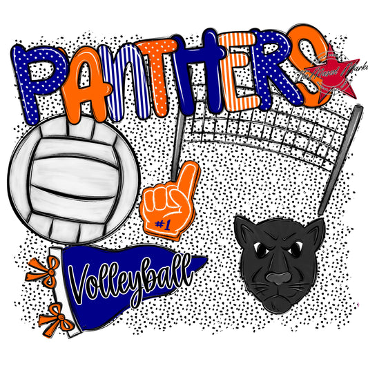 Panthers Volleyball Spirit-Blue & Orange