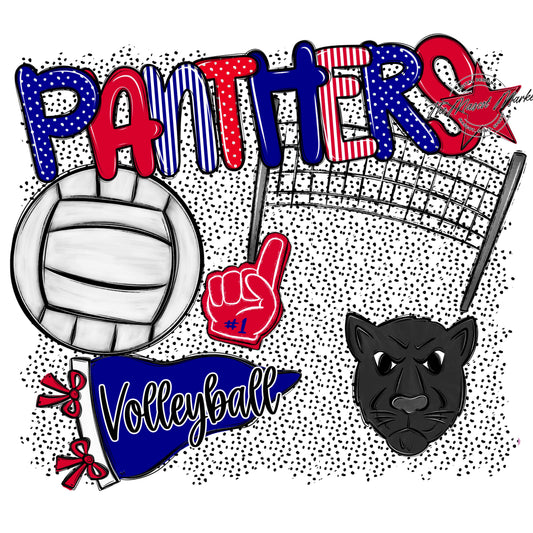 Panthers Volleyball Spirit-Blue & Red