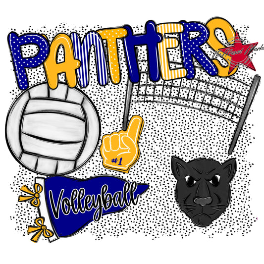 Panthers Volleyball Spirit-Blue & Yellow