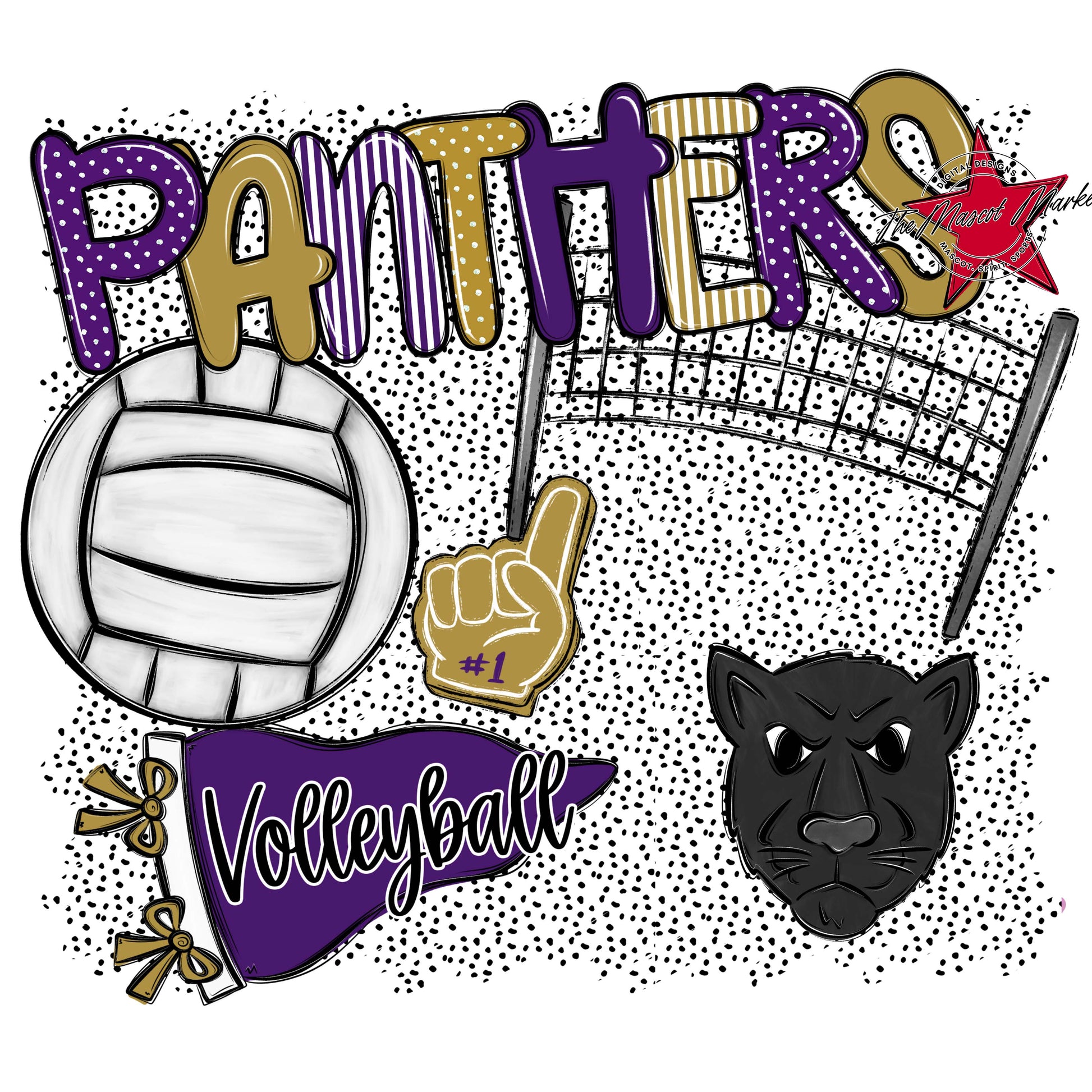 Panthers Volleyball Spirit-Purple & Gold