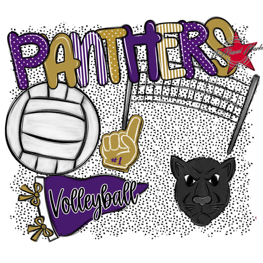 Panthers Volleyball Spirit-Purple & Gold