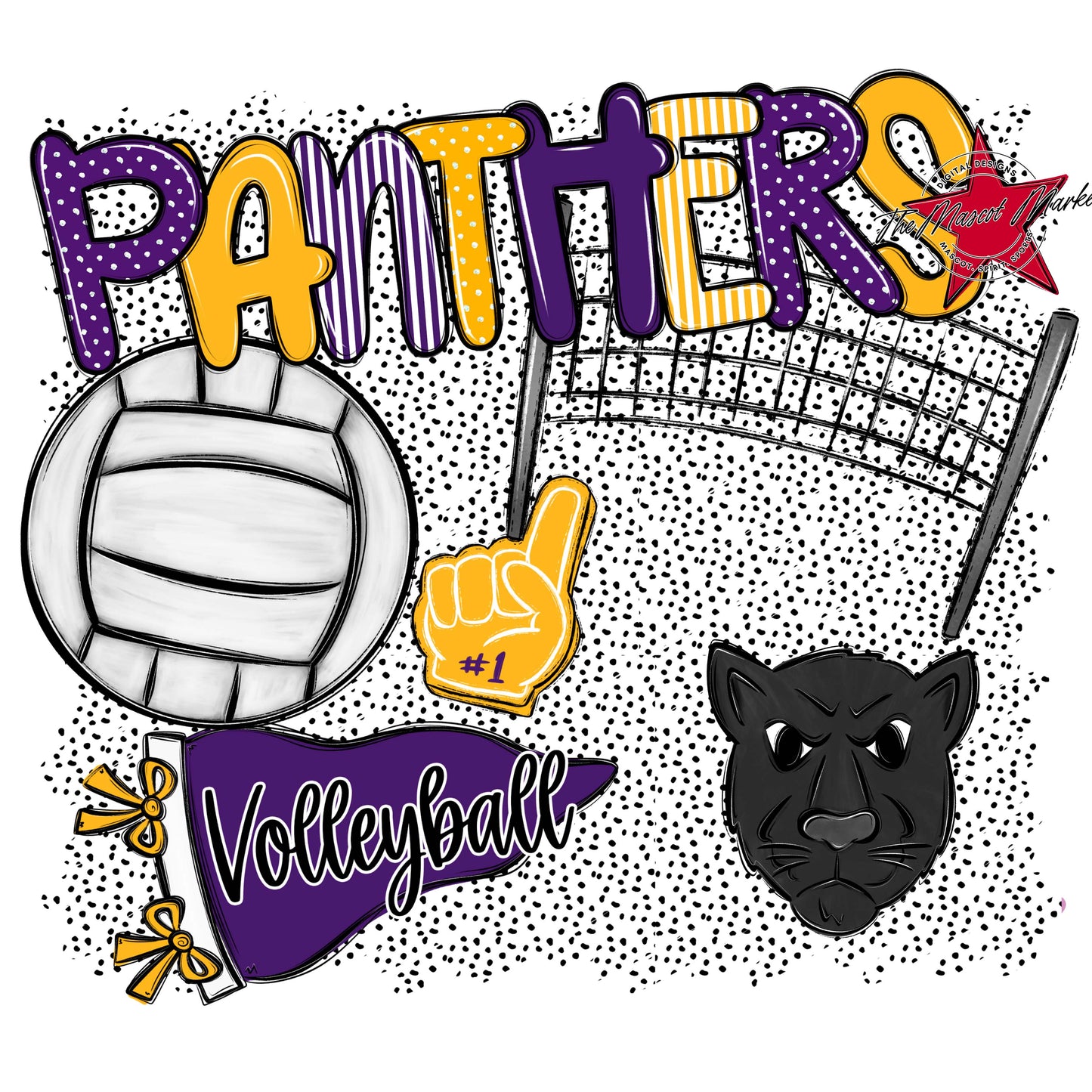 Panthers Volleyball Spirit-Purple & Yellow