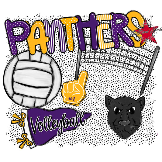 Panthers Volleyball Spirit-Purple & Yellow
