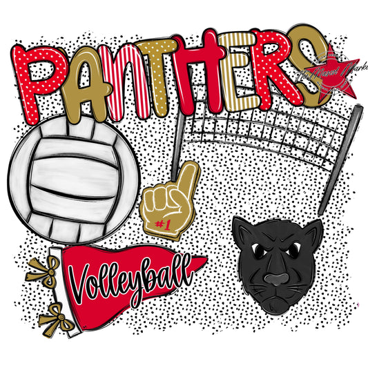 Panthers Volleyball Spirit-Red & Gold