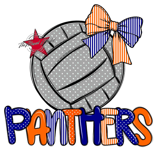 Panthers Volleyball Spirit Design-Blue & Orange