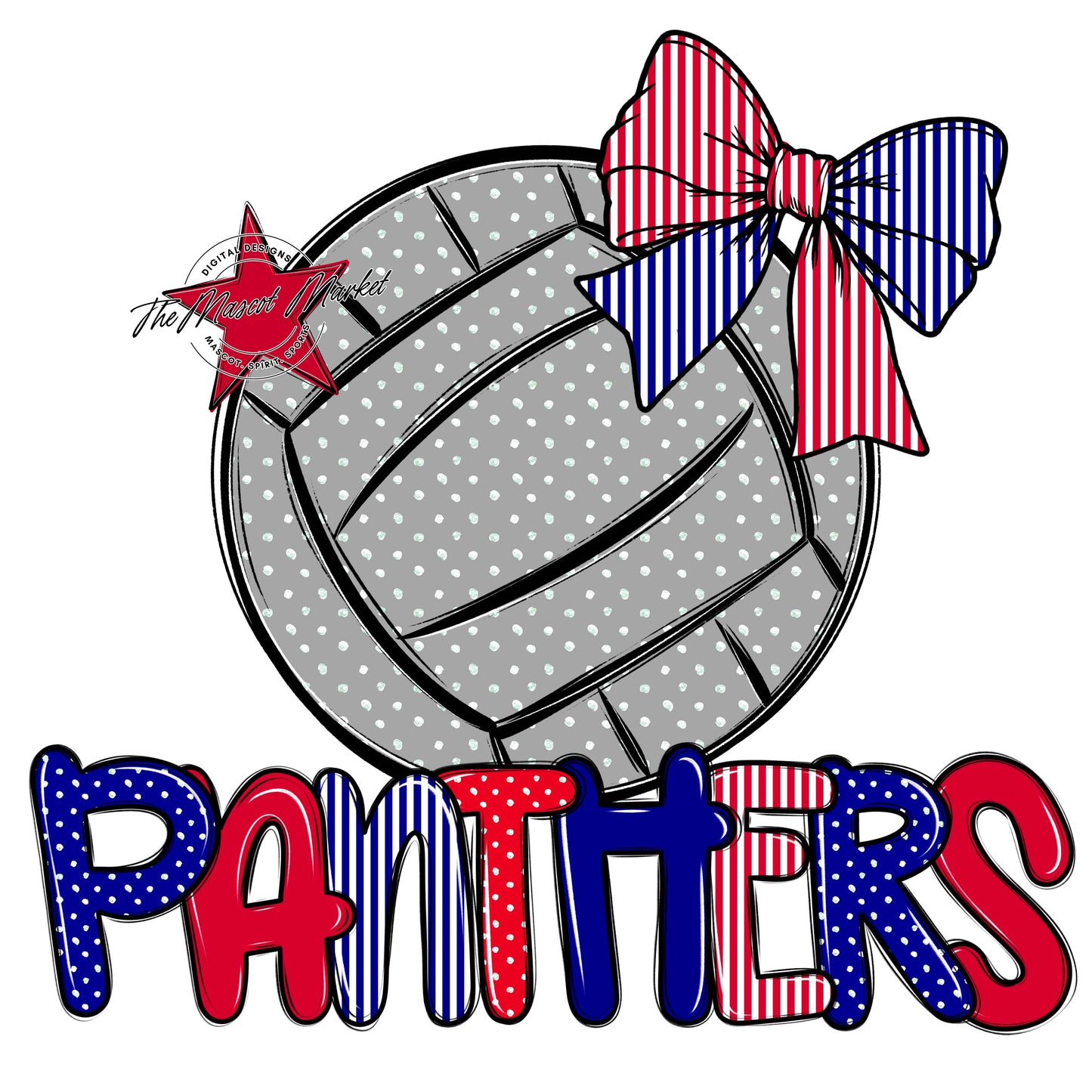 Panthers Volleyball Spirit Design-Blue & Red