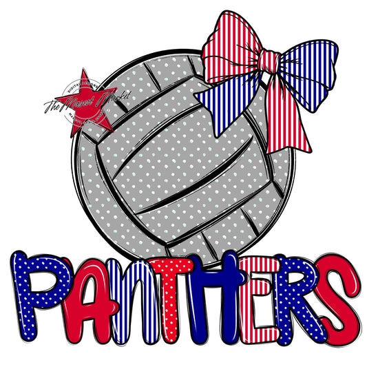 Panthers Volleyball Spirit Design-Blue & Red