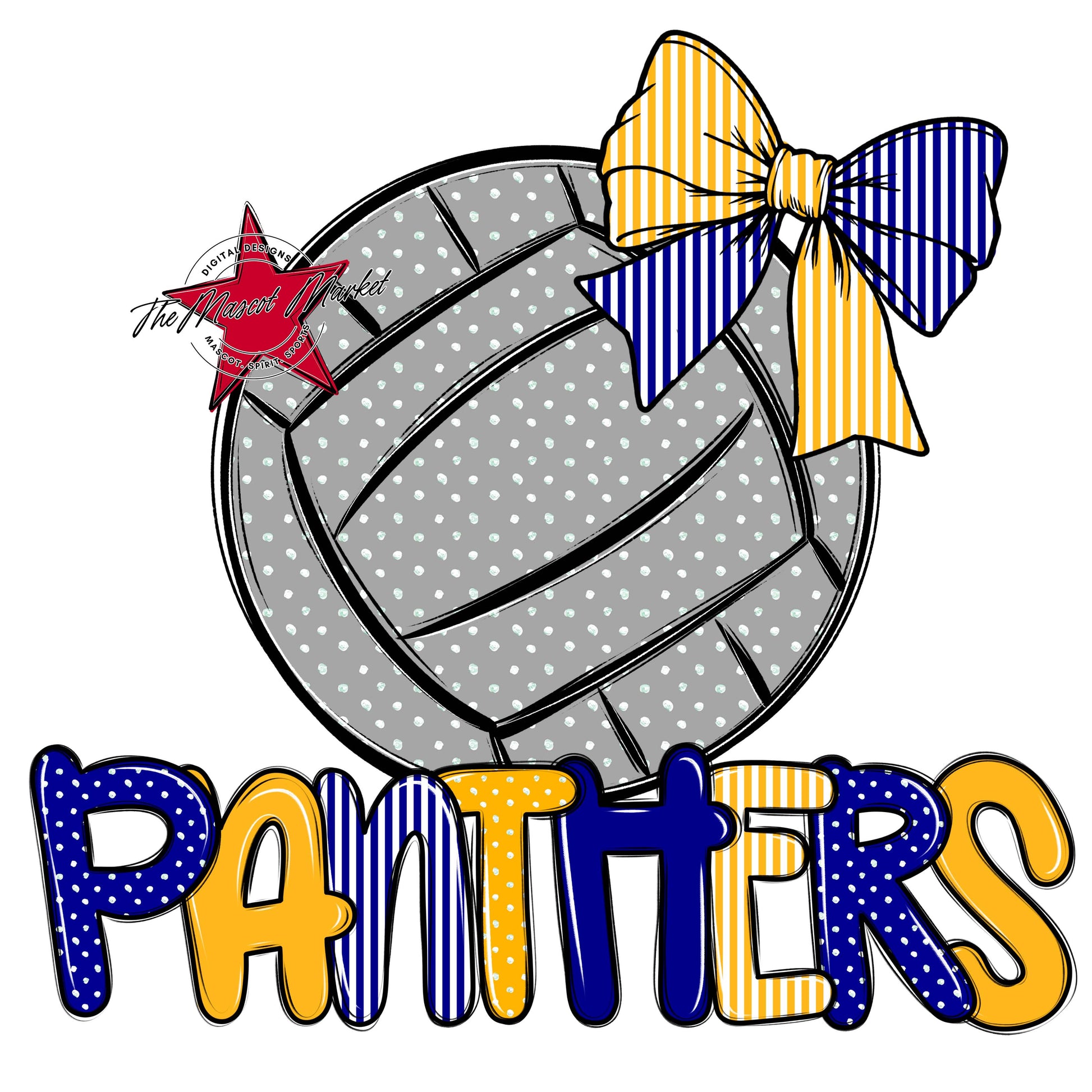 Panthers Volleyball Spirit Design-Blue & Yellow