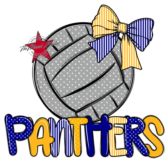 Panthers Volleyball Spirit Design-Blue & Yellow