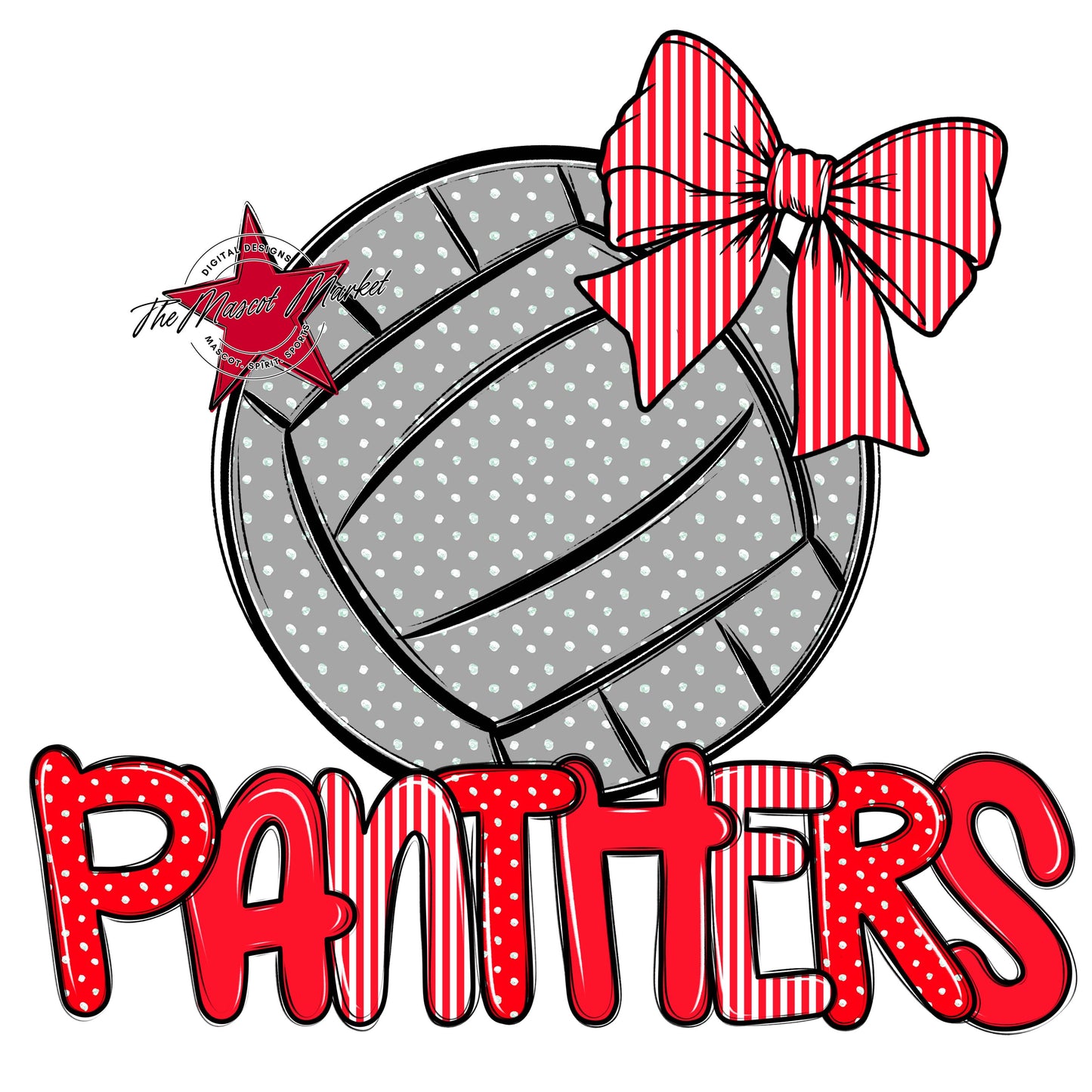 Panthers Volleyball Spirit Design-Bright Red