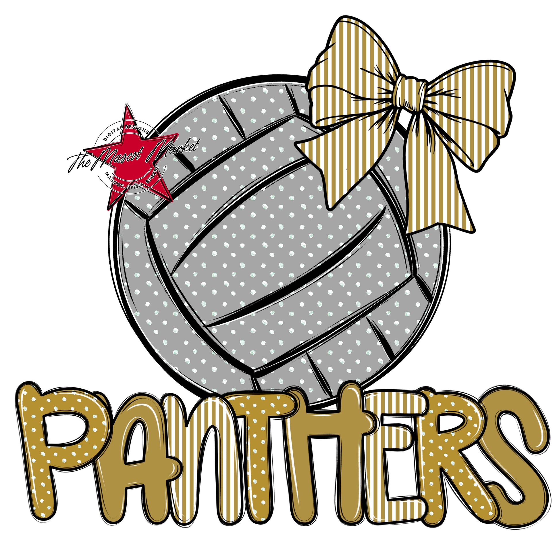 Panthers Volleyball Spirit Design-Gold