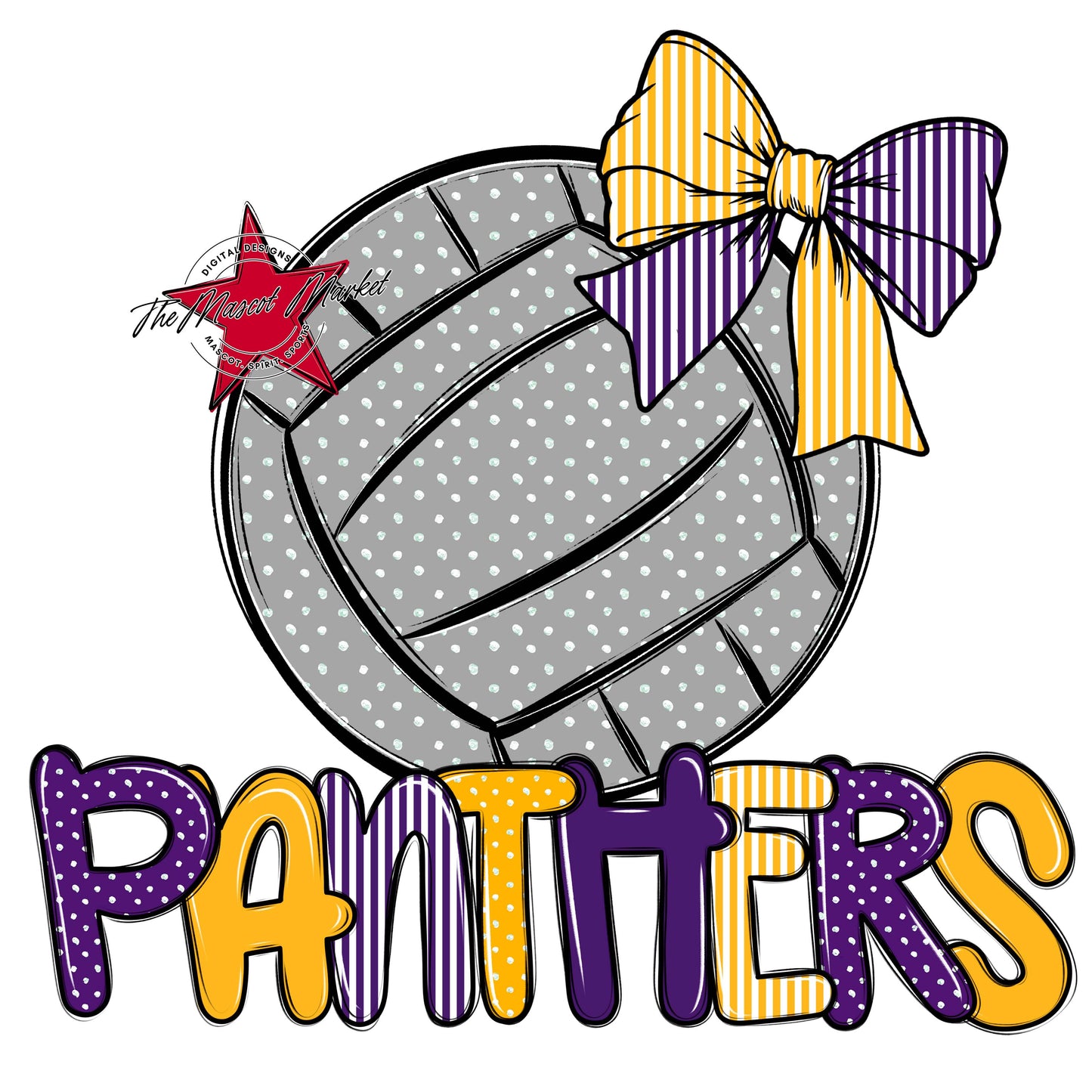 Panthers Volleyball Spirit Design-Purple & Yellow