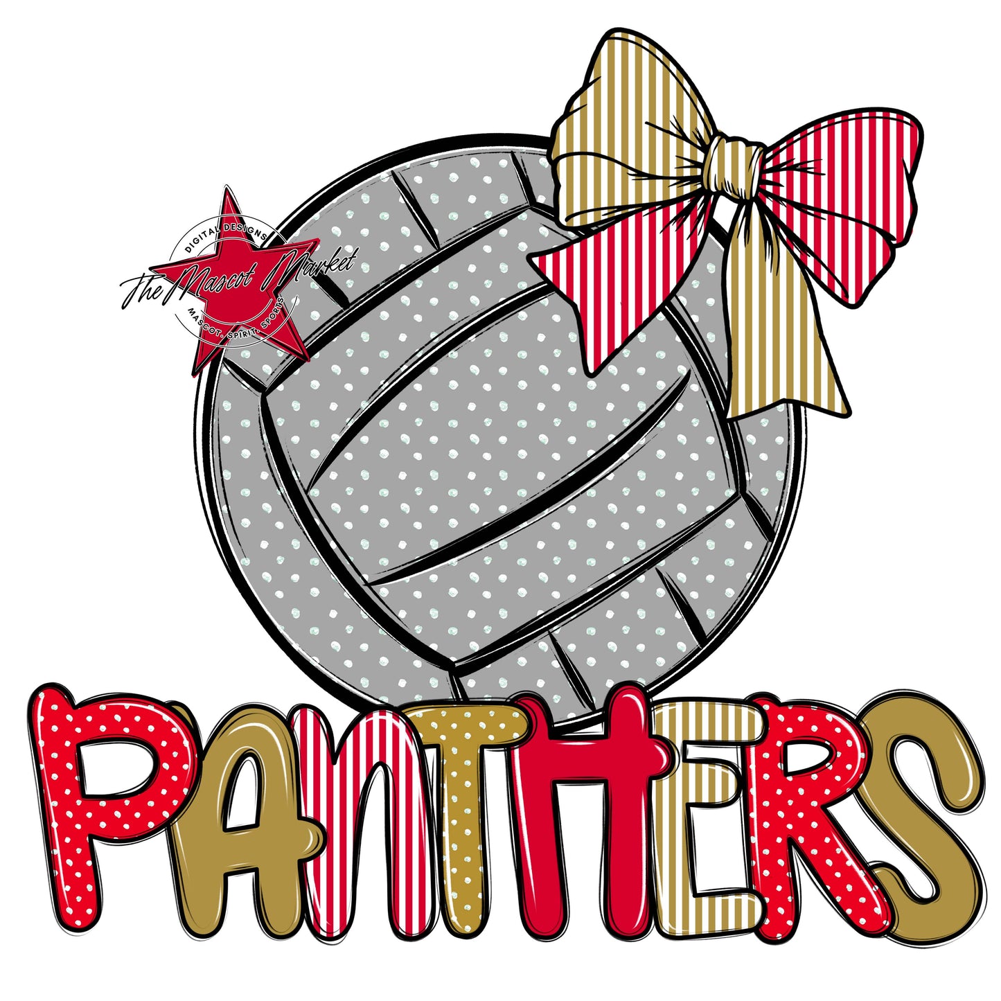 Panthers Volleyball Spirit Design-Red & Gold