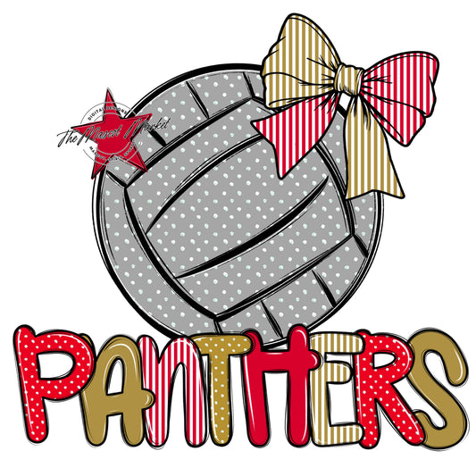 Panthers Volleyball Spirit Design-Red & Gold