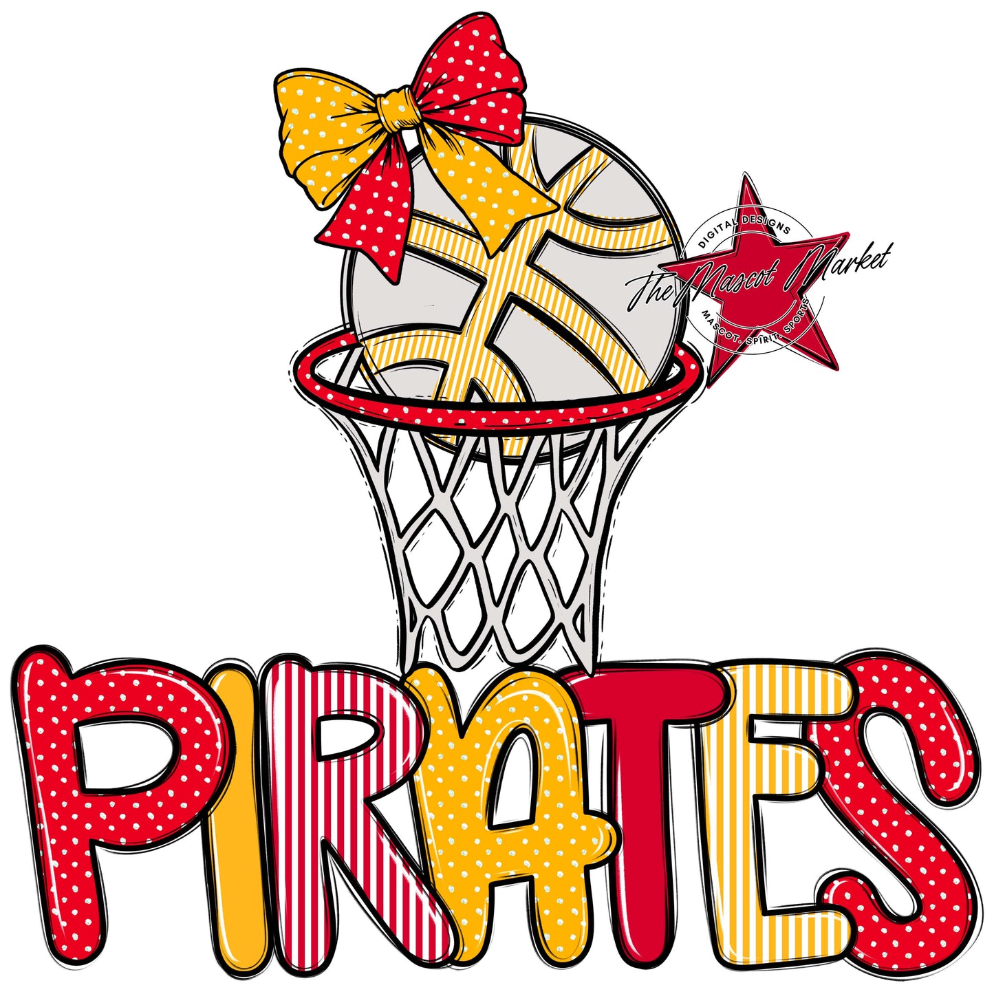 Pirates Basketball Spirit Design-Red & Yellow