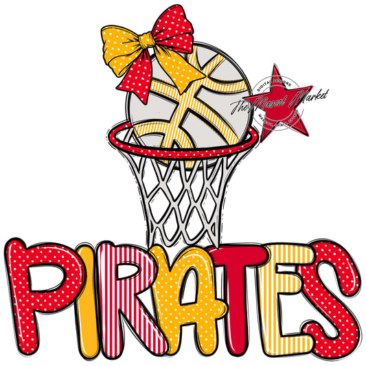Pirates Basketball Spirit Design-Red & Yellow