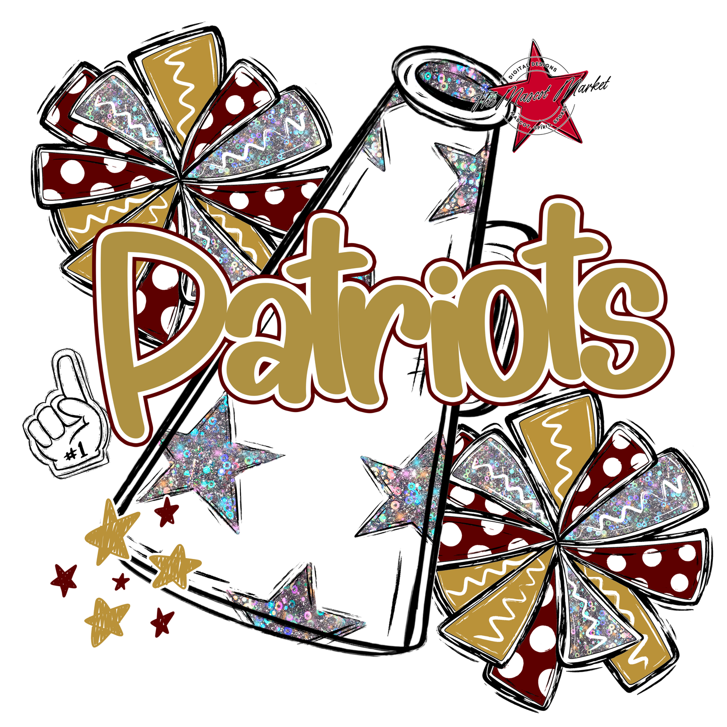 Patriots Alpha Megaphone Design-Maroon-Gold