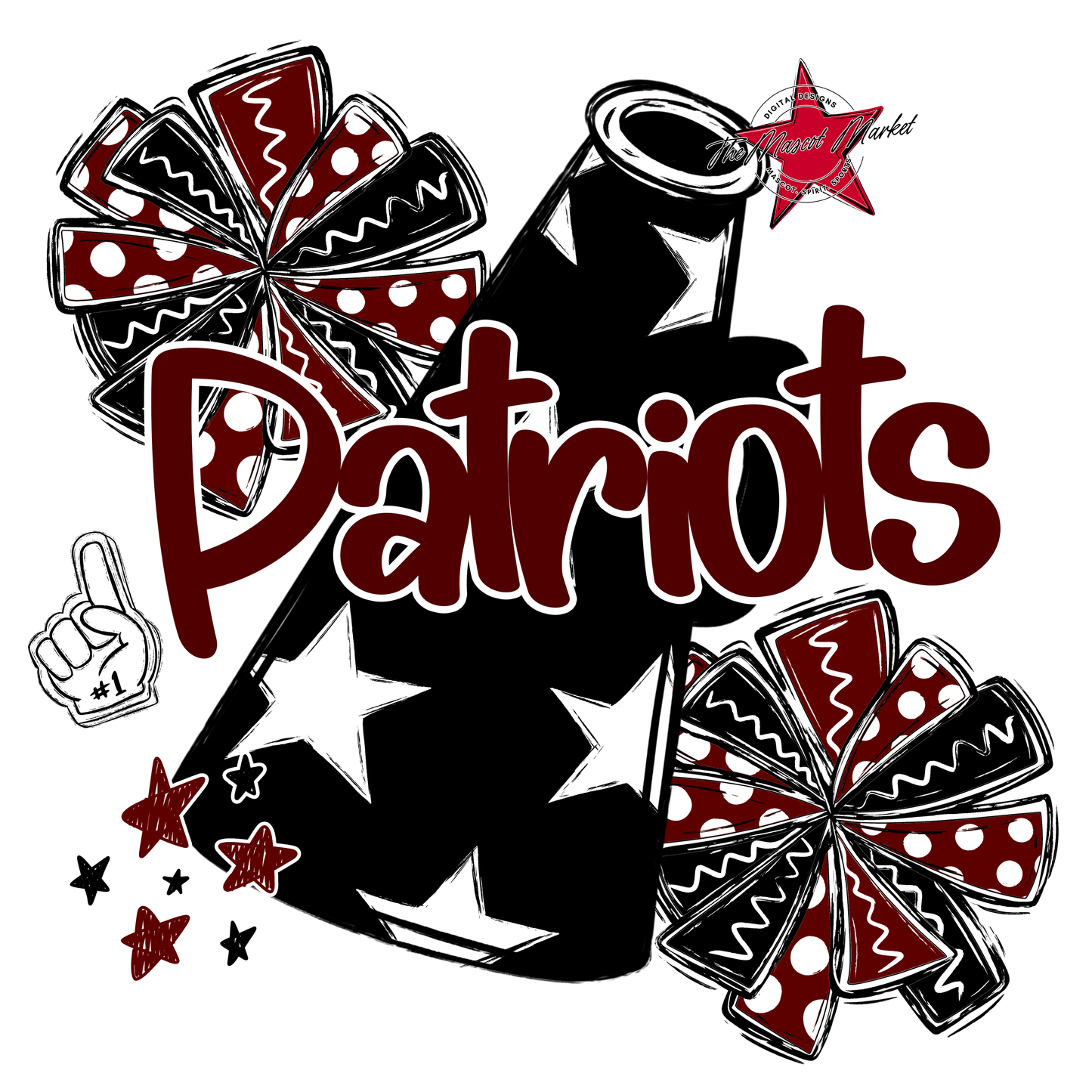 Patriots Alpha Megaphone Design-Maroon