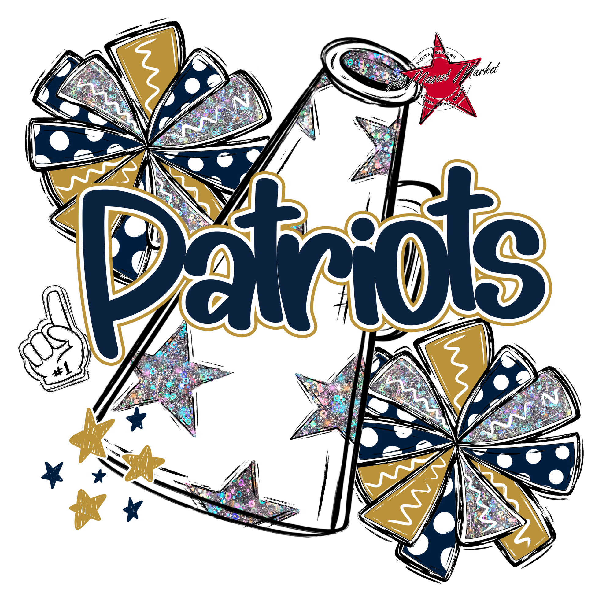 Patriots Alpha Megaphone Design-Navy-Gold