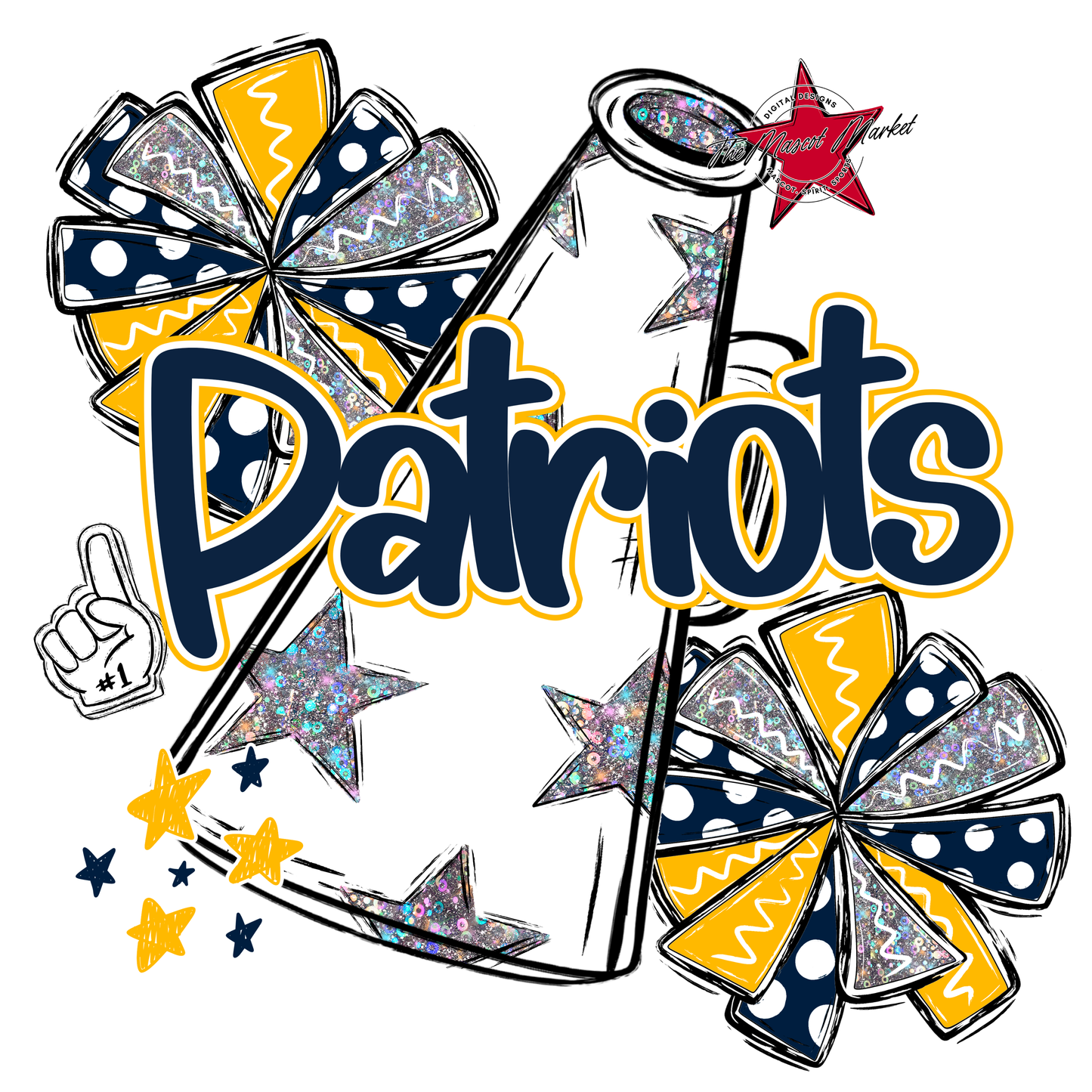 Patriots Alpha Megaphone Design-Navy-Yellow