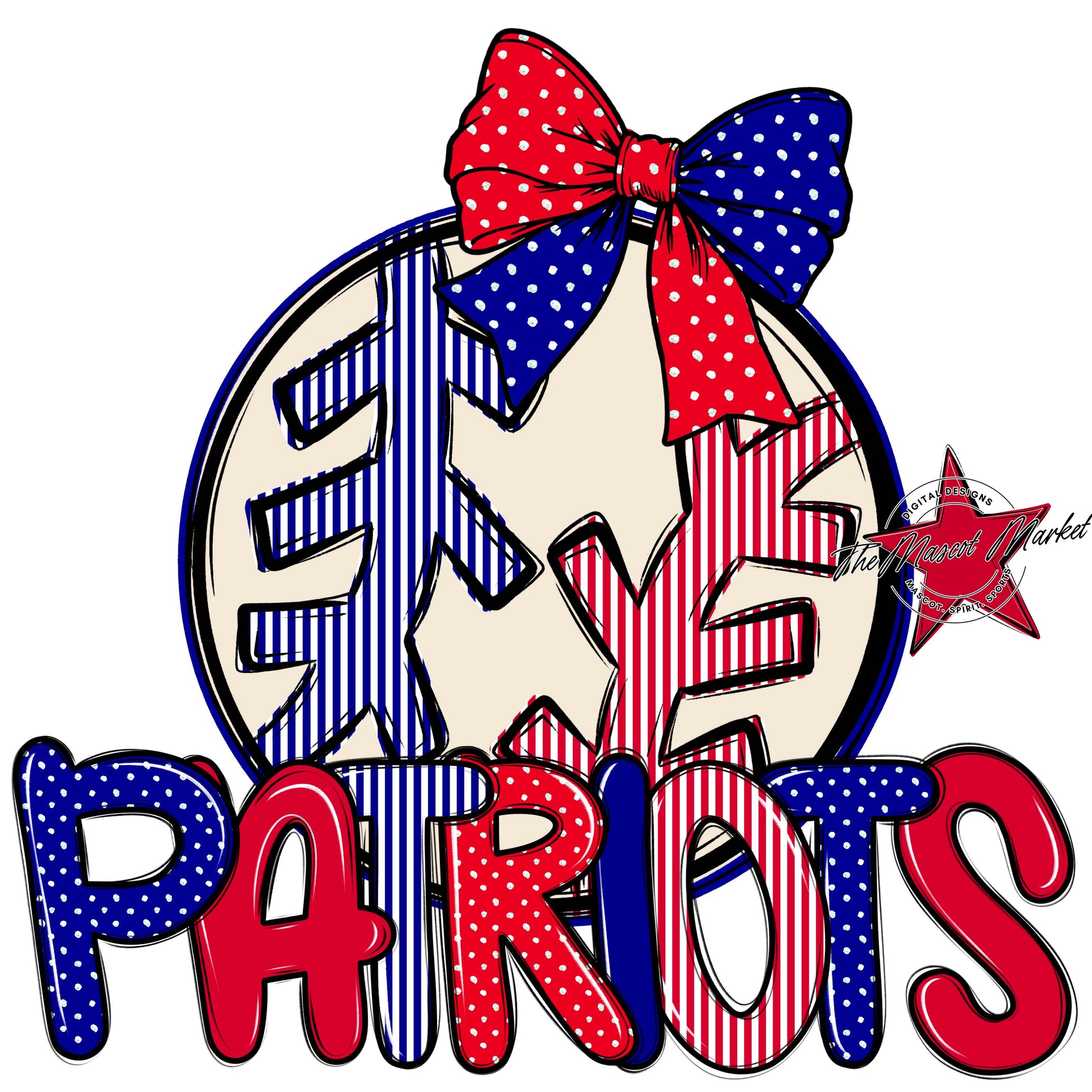 Patriots Baseball-Softball Spirit Design-Blue & Red