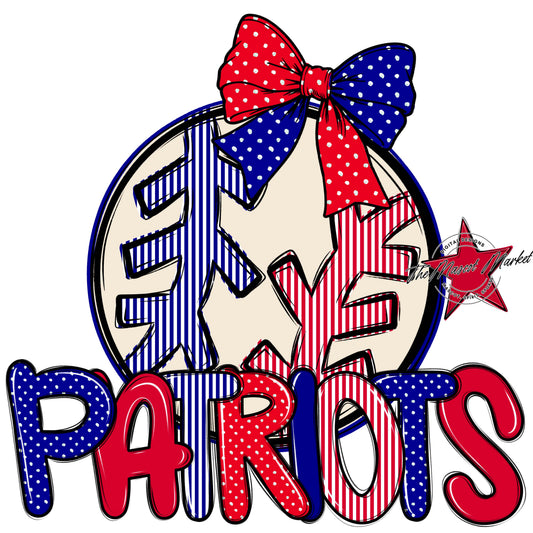 Patriots Baseball-Softball Spirit Design-Blue & Red