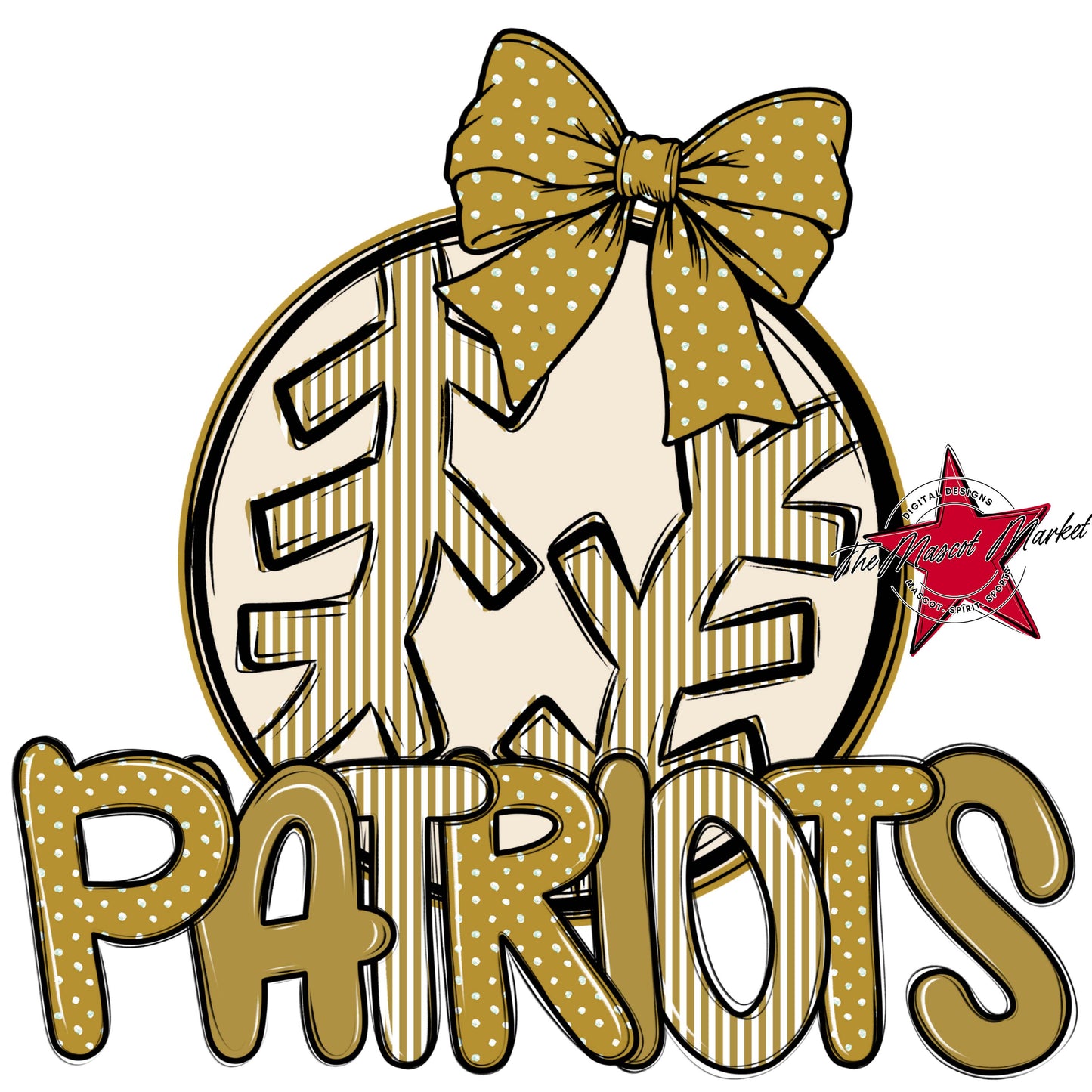 Patriots Baseball-Softball Spirit Design-Gold