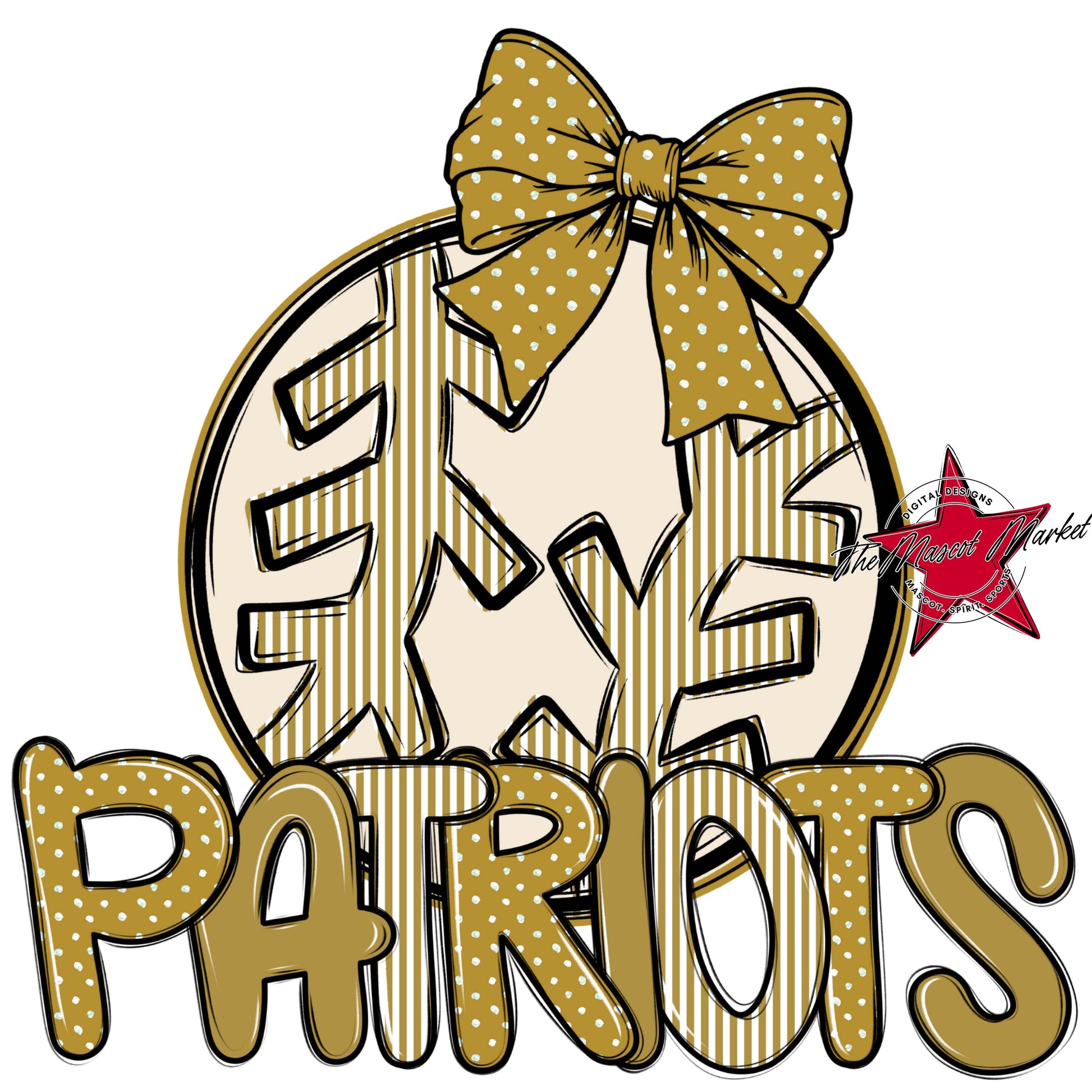 Patriots Baseball-Softball Spirit Design-Gold