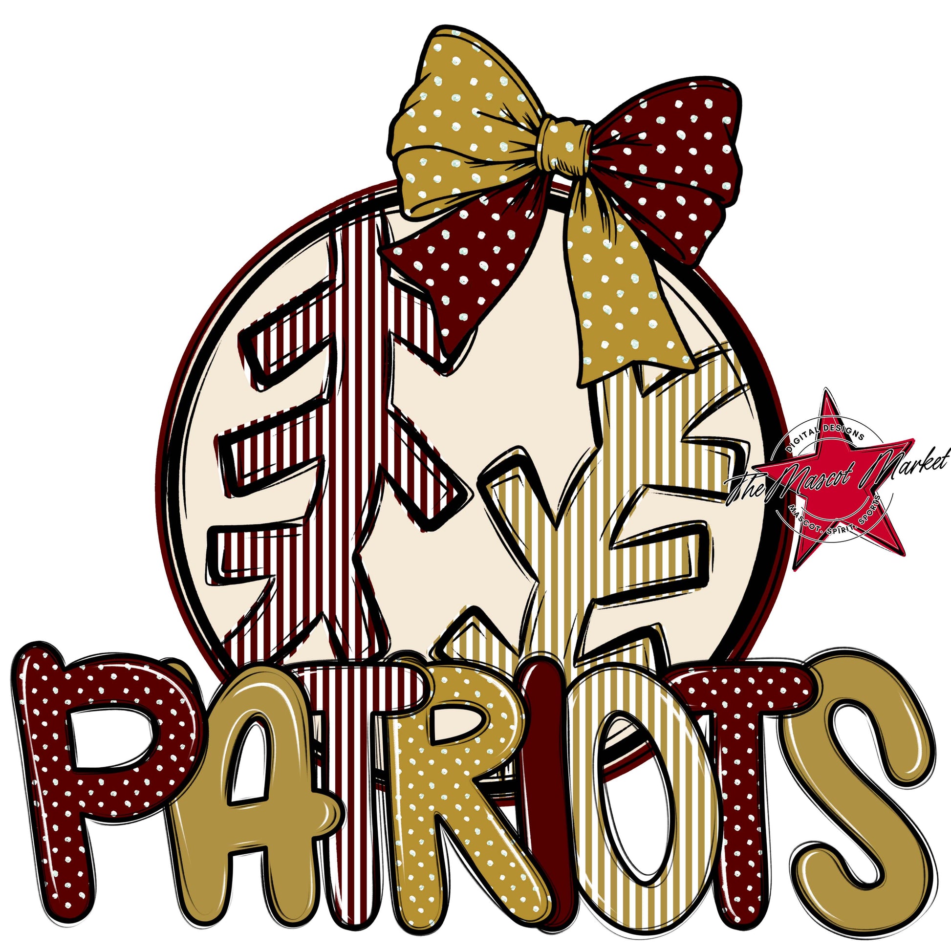 Patriots Baseball-Softball Spirit Design-Maroon & Gold
