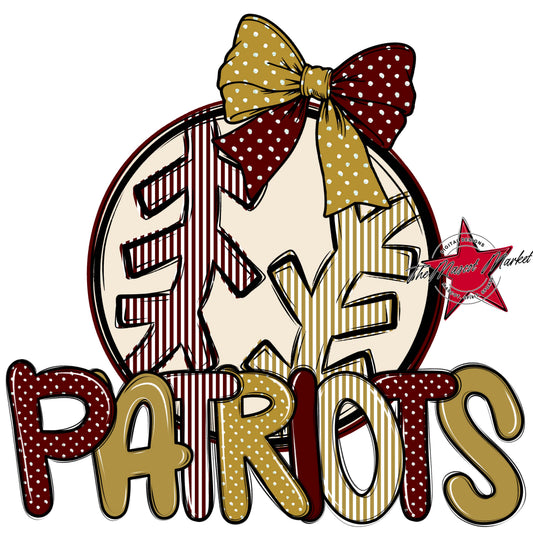 Patriots Baseball-Softball Spirit Design-Maroon & Gold