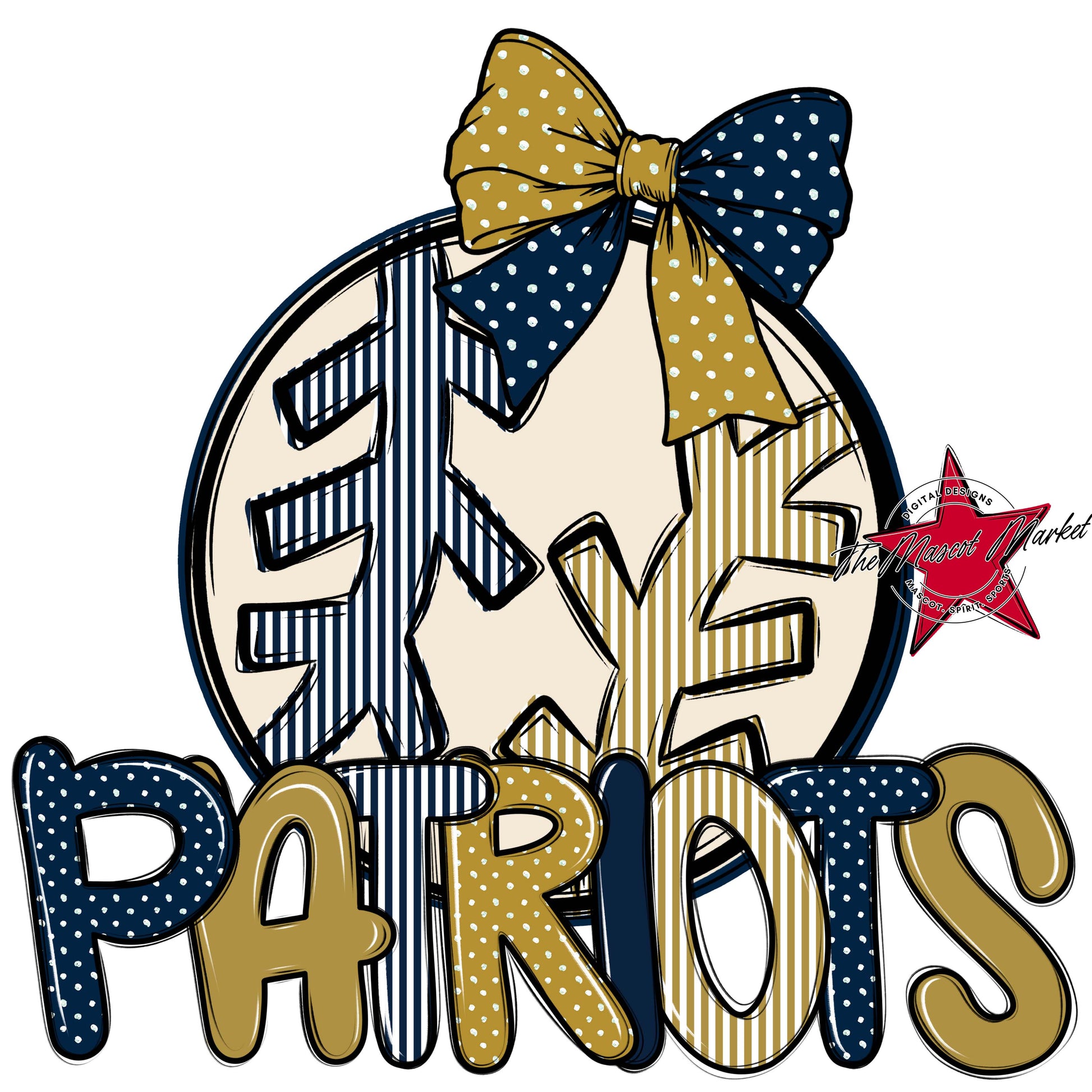 Patriots Baseball-Softball Spirit Design-Navy & Gold