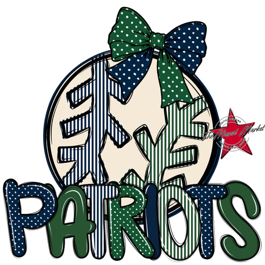 Patriots Baseball-Softball Spirit Design-Navy & Green