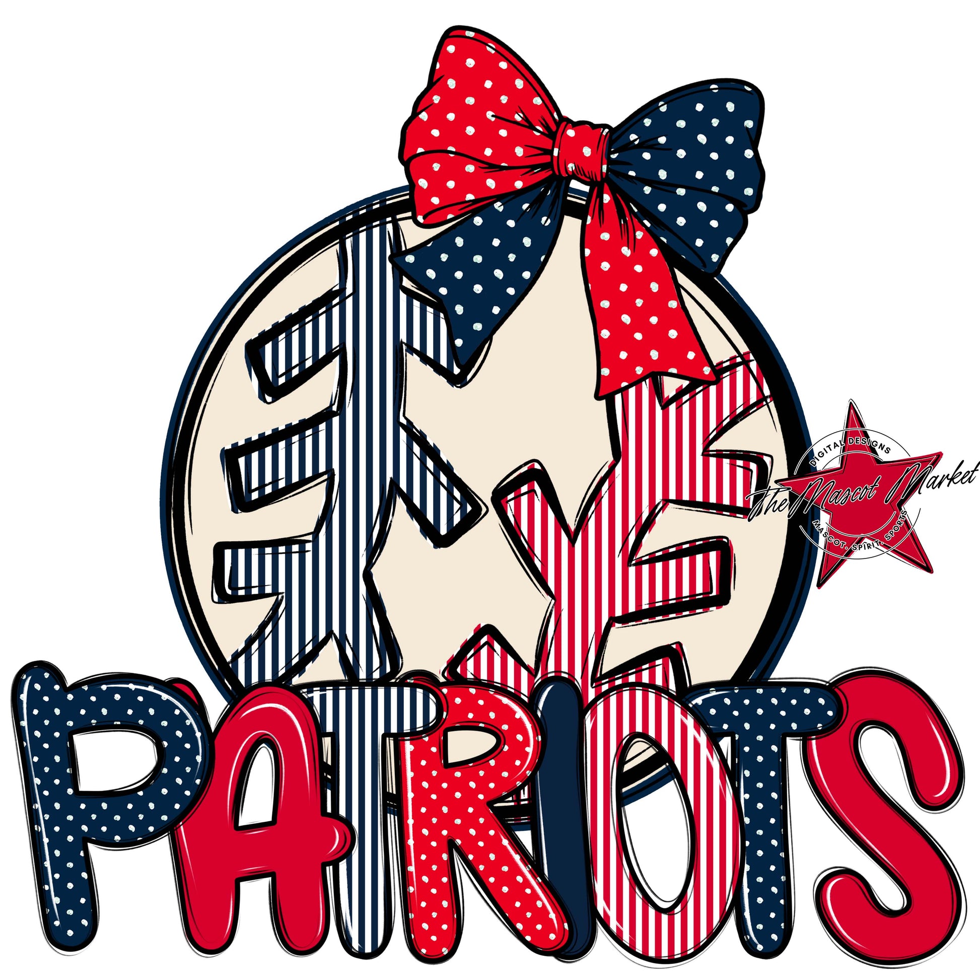 Patriots Baseball-Softball Spirit Design-Navy & Red