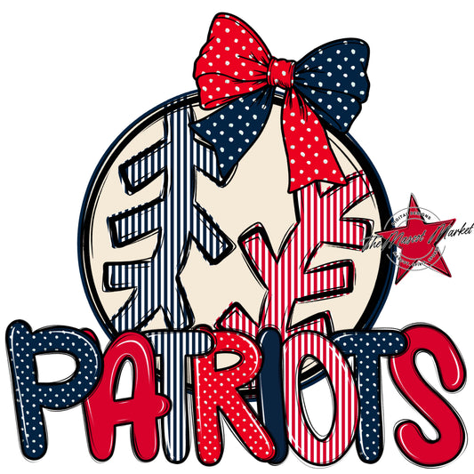 Patriots Baseball-Softball Spirit Design-Navy & Red