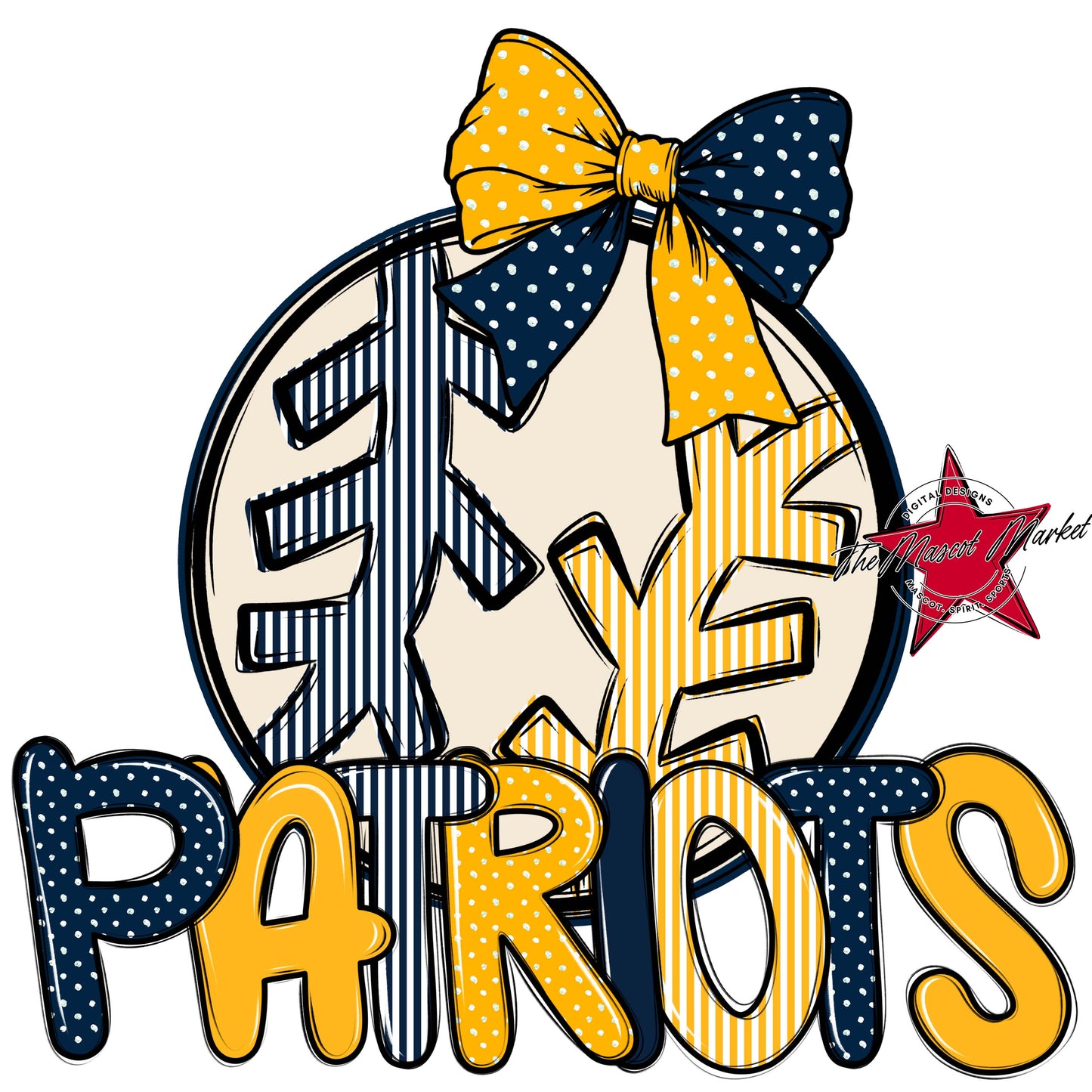 Patriots Baseball-Softball Spirit Design-Navy & Yellow