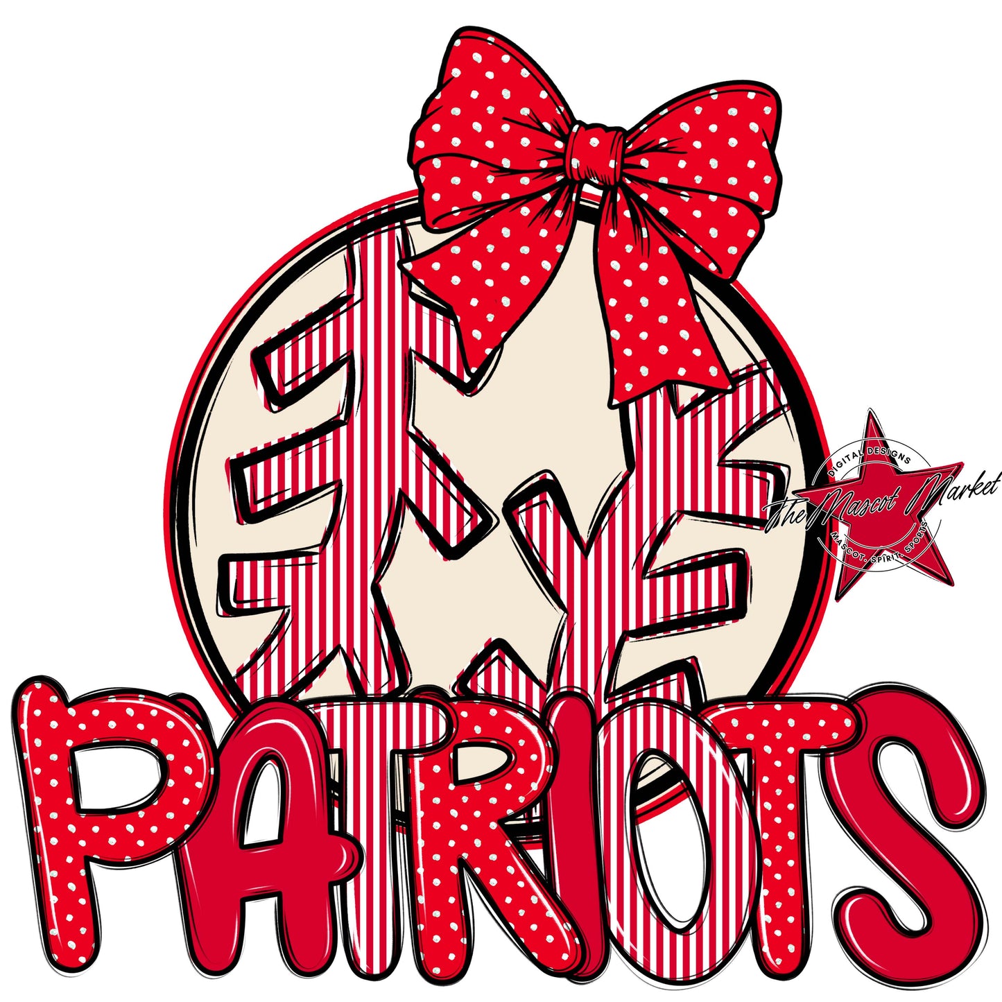 Patriots Baseball-Softball Spirit Design-Red