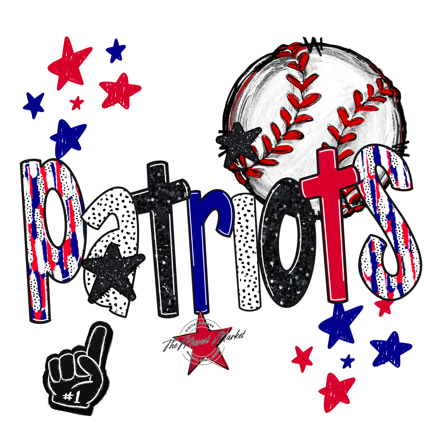 Patriots Baseball Scrape-Blue-Red