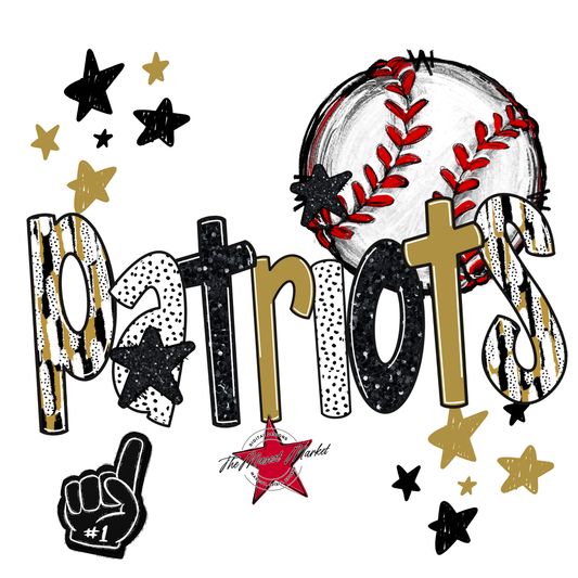 Patriots Baseball Scrape-Gold