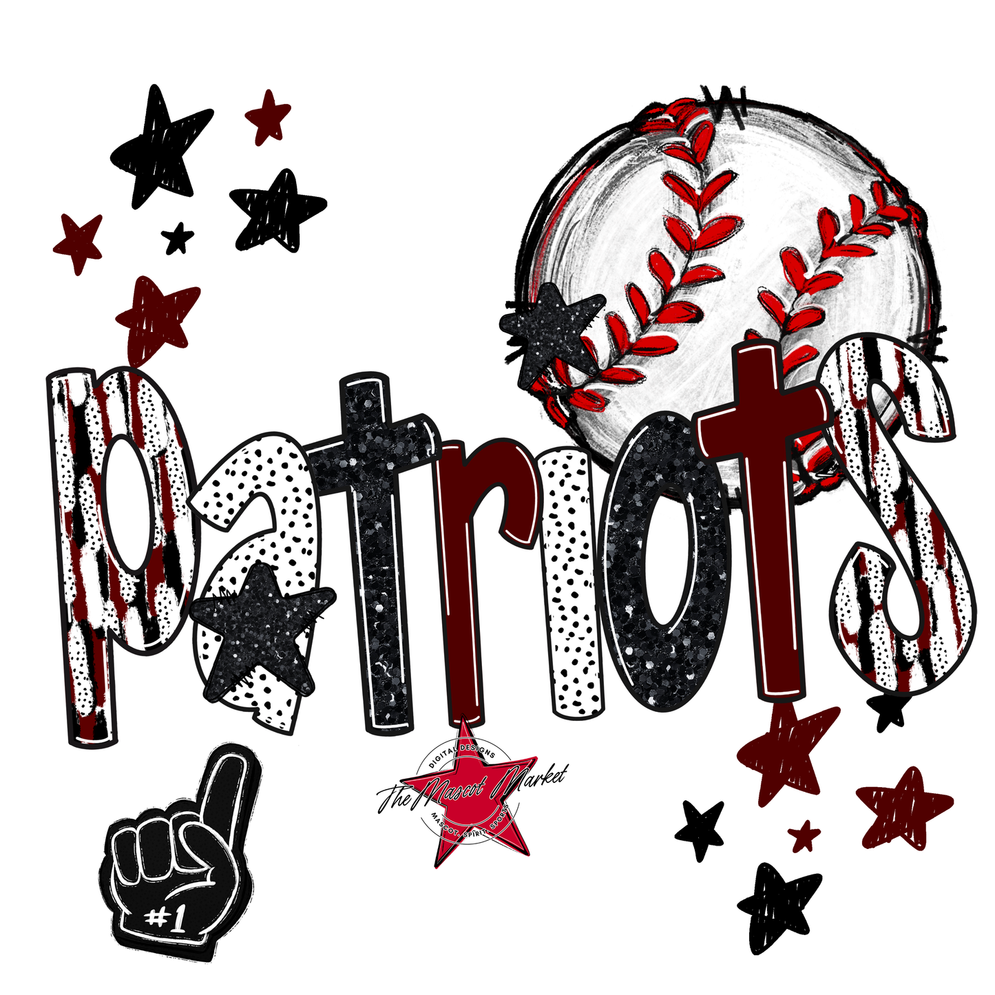 Patriots Baseball Scrape-Maroon