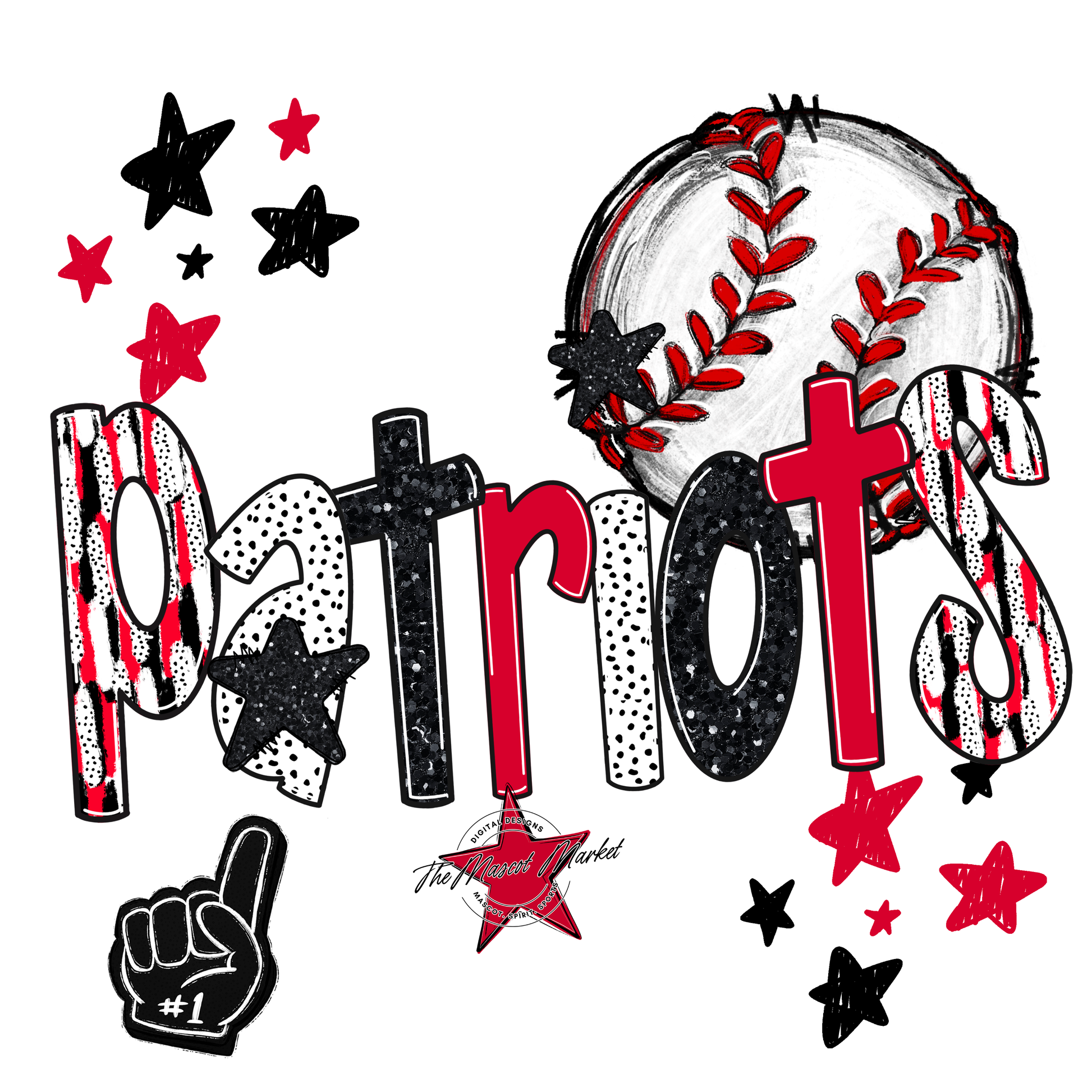 Patriots Baseball Scrape-Red